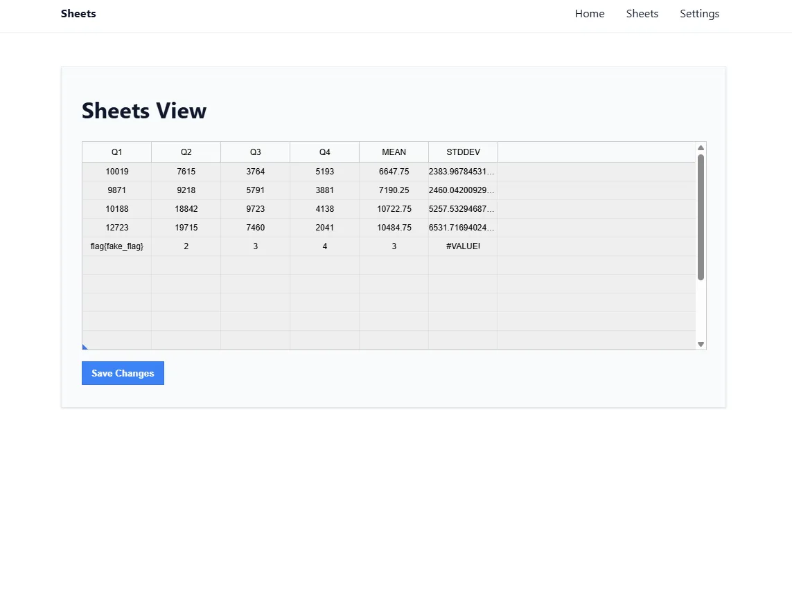 Frontend Sheets with the fake flag